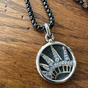 DAVID YURMAN DIAMOND STERLING SILVER- SS NYC STATUE OF LIBERTY PENDANT NECKLACE